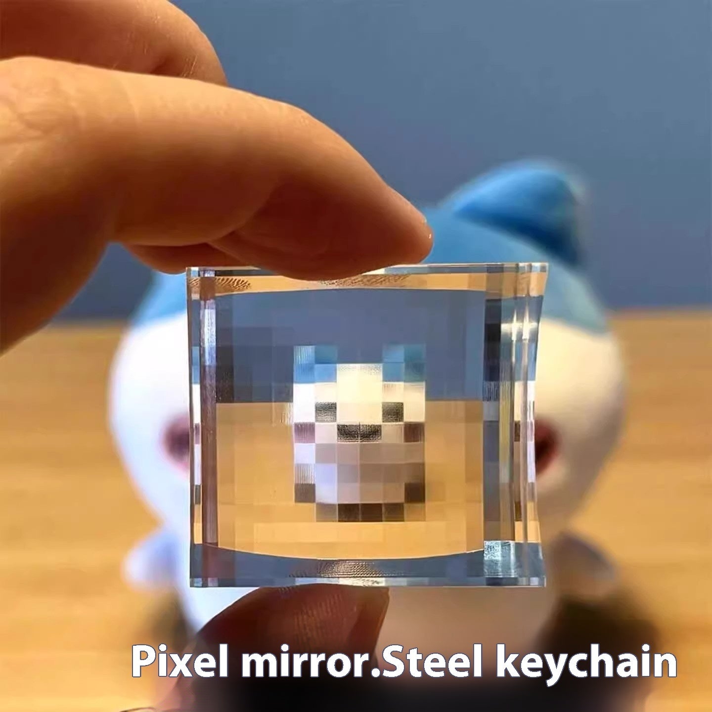 Pixel Stone Mosaic Filter My World Keychain