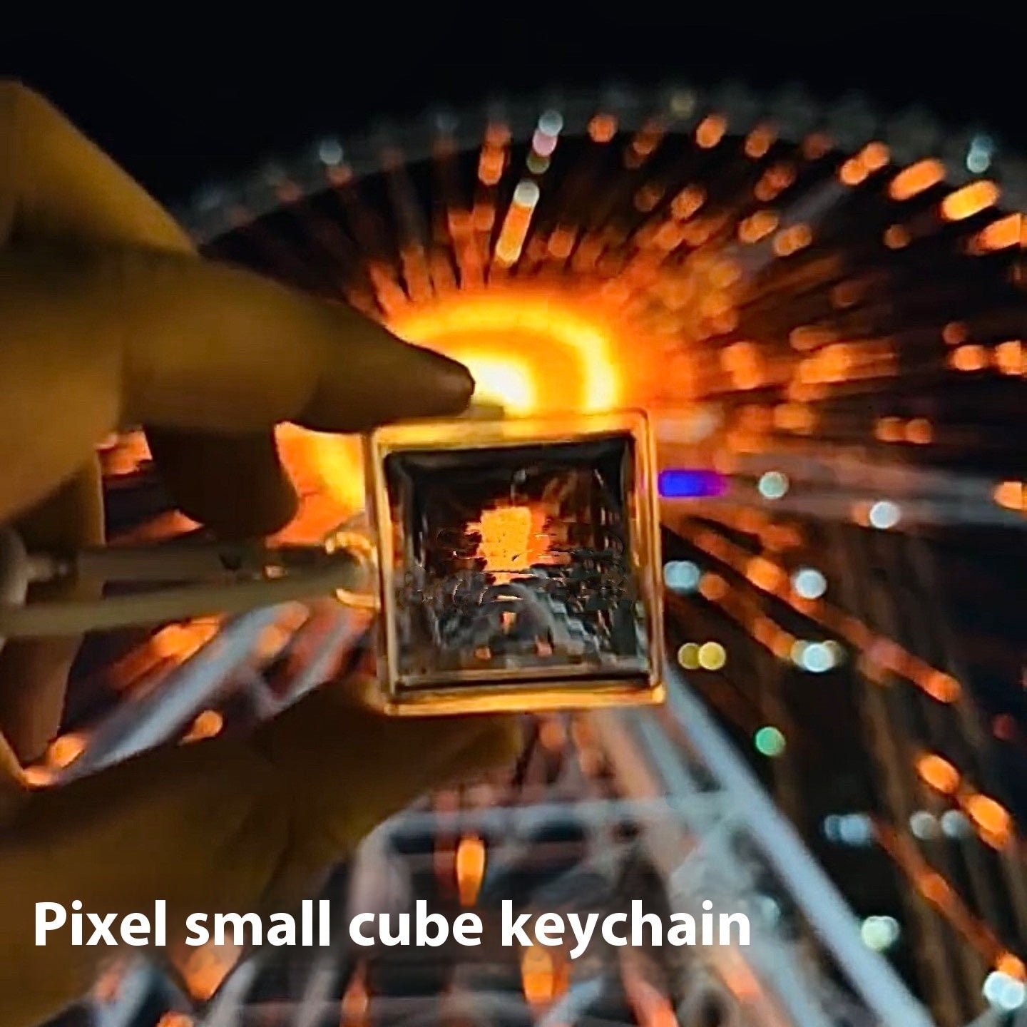 Pixel Stone Mosaic Filter My World Keychain