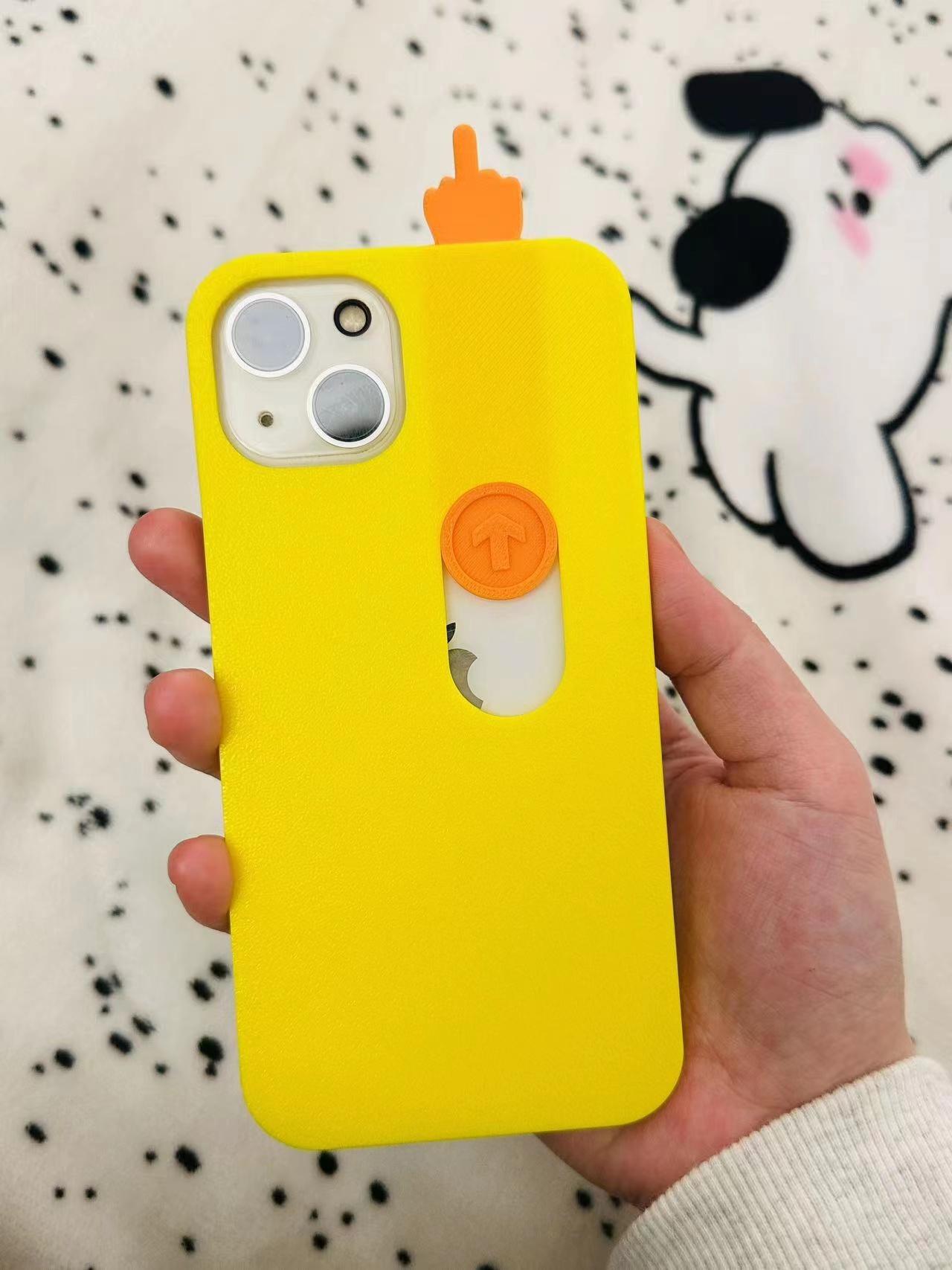 Funny Spoof 3D Printing Sliding Middle Finger Phone Case Toy